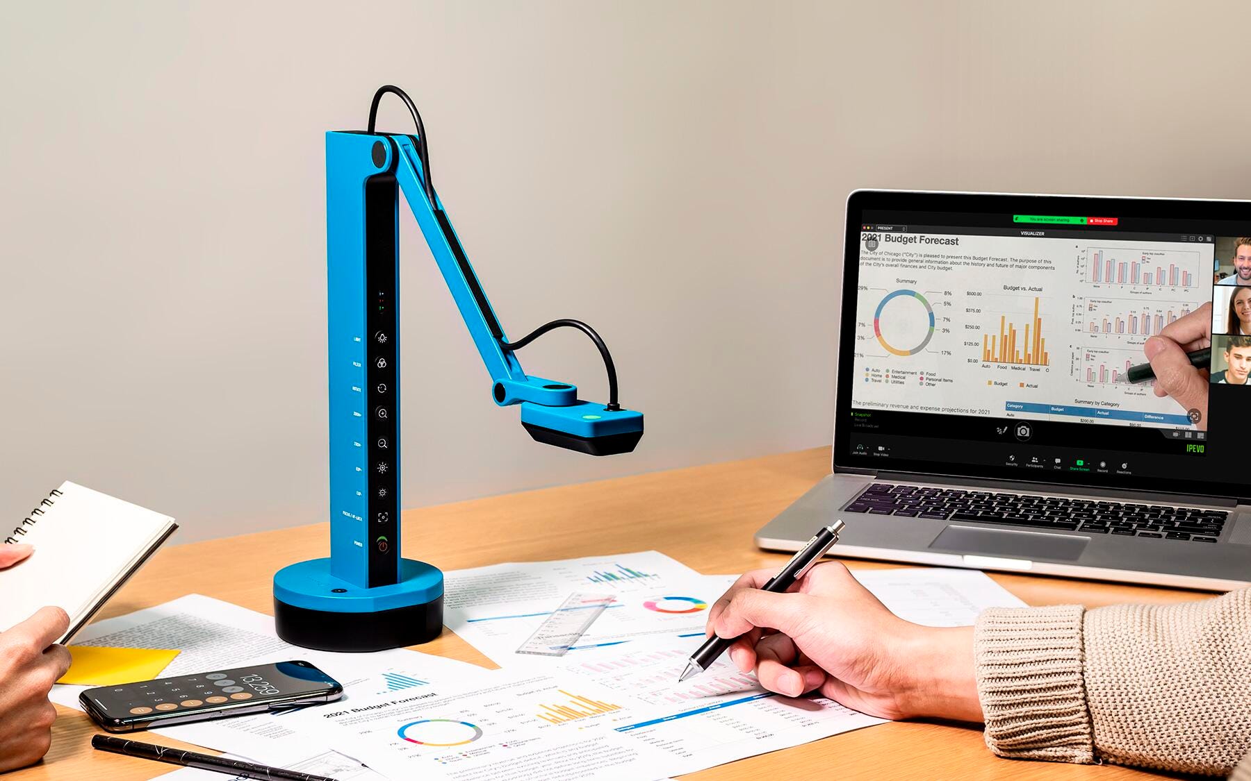 IPEVO VZ-X Wireless, HDMI, USB Document Camera, 8MP, Blue